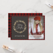 クリスマスフォトバッファロープレイドモダンフェスティバルシンプル2 カード (正面/裏面インサイチュ)