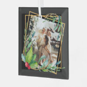 クリスマスフォトパーソナライズされたフレーム ガラスオーナメント (正面左)