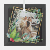 クリスマスフォトパーソナライズされたフレーム ガラスオーナメント (正面)