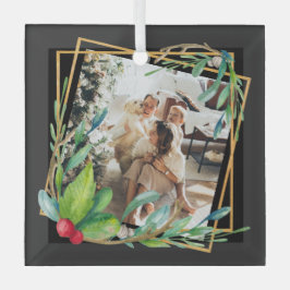 クリスマスフォトパーソナライズされたフレーム ガラスオーナメント