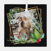 クリスマスフォトパーソナライズされたフレーム ガラスオーナメント (裏面)