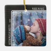 クリスマスフォトパーソナライズされた文字ホリデーキープサケ セラミックオーナメント (正面)