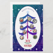 クリスマスフォトファミリーツリーレターのレビュー年 便箋 (正面/裏面)