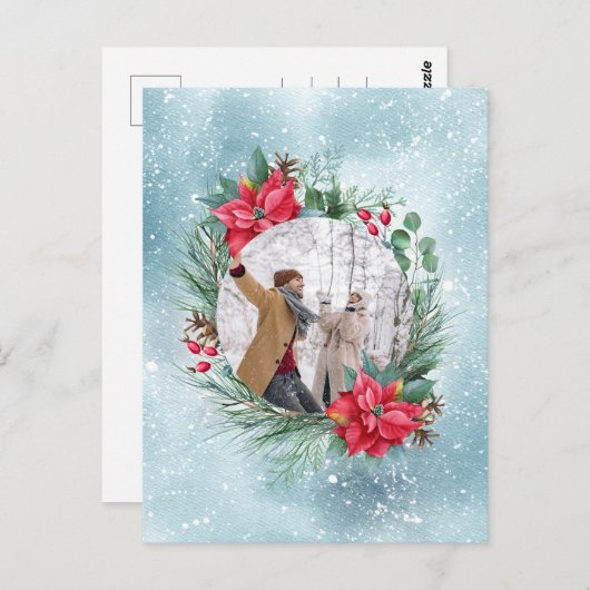 クリスマスフォトファミリーフローラリース ポストカード (正面/裏面)