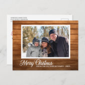 クリスマスフォトファミリー名素朴ウッドスタイル ポストカード (正面/裏面)