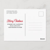 クリスマスフォトファミリー名素朴ウッドスタイル ポストカード (裏面)