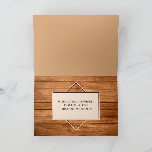 クリスマスフォトファミリー素朴名木畳 シーズンカード (内部)