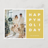 クリスマスフォトファミリー |ハッピーホリデーズイエロー ポストカード (正面)