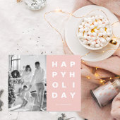 クリスマスフォトファミリー |ハッピーホリデーズピンク ポストカード