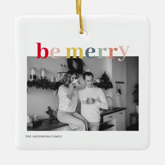 クリスマスフォトファミリー |ベカラフルーメリー セラミックオーナメント (正面)