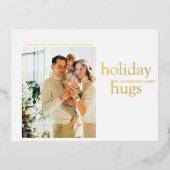 クリスマスフォトファミリー |ホリデーハグはがき 箔シーズンポストカード (正面)