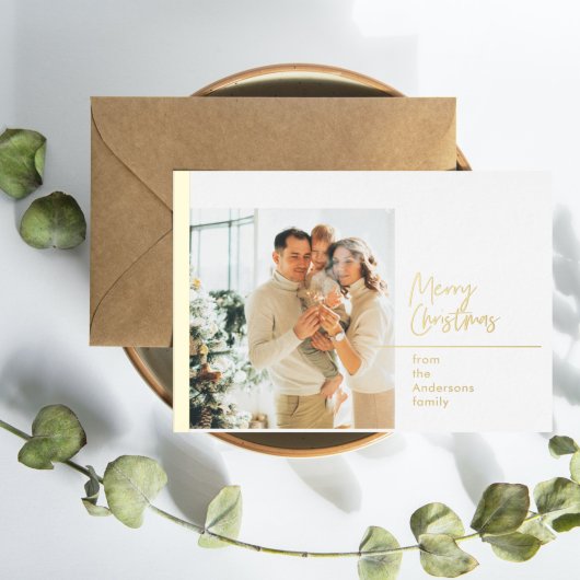クリスマスフォトファミリー |メリークリスマス 箔シーズンポストカード