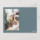 クリスマスフォトファミリー | メリー +明るい青 ポストカード (裏面)