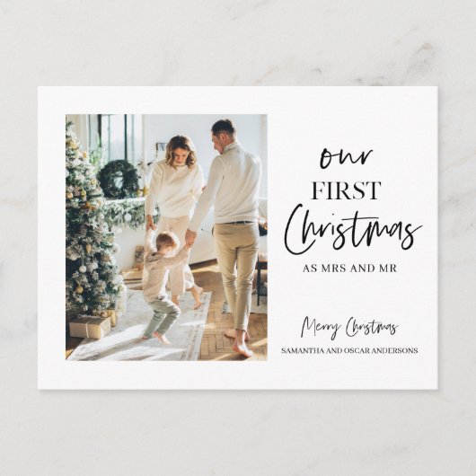 クリスマスフォトファミリー |初めてのクリスマス ポストカード (正面)