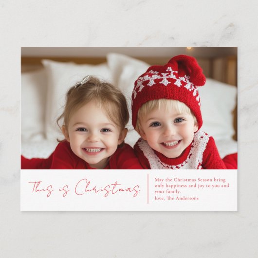 クリスマスフォトファミリー | Red Joyはがき ポストカード (正面)