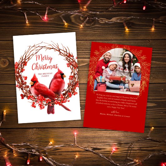 クリスマスフォトフェスティバルリースレッド(鳥)ショウジョウコウカンチョウ シーズンカード