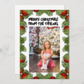 クリスマスフォトフラットスクリプトグリーティングカードカスタム シーズンカード (正面/裏面)