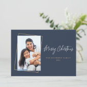 クリスマスフォトフラットネイビー金ゴールドホリデーカード シーズンカード (スタンド正面)