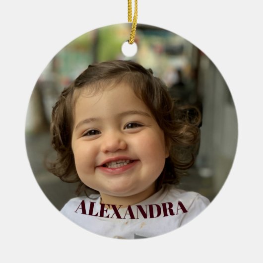 クリスマスフォトフラミンゴサンタハトロピカル セラミックオーナメント (正面)