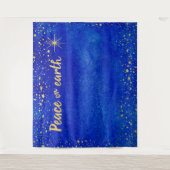 クリスマスフォトブースの背景金ゴールドスターズピース タペストリー (正面)