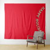 クリスマスフォトブースBACKDROPハッピーホリデーズレッド タペストリー (インサイチュ(横))