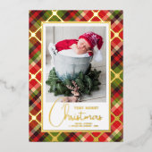 クリスマスフォトプレイド金ゴールド 箔シーズンカード (正面)