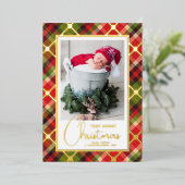 クリスマスフォトプレイド金ゴールド 箔シーズンカード (立ち正面)
