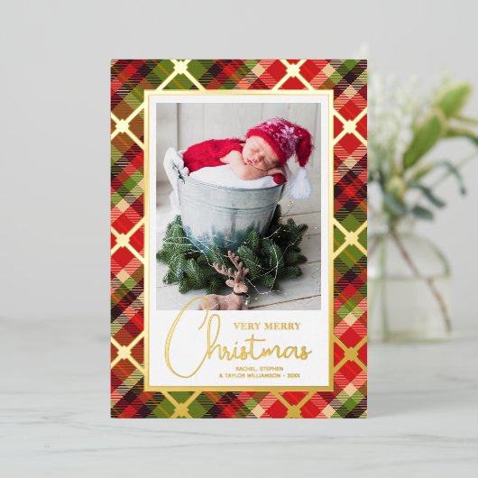 クリスマスフォトプレイド金ゴールド 箔シーズンカード (立ち正面)