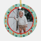 クリスマスフォトベビーの初めてのクリスマス2025ベーキング セラミックオーナメント (正面)