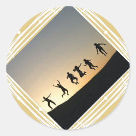 クリスマスフォトベージュギフトラベル ラウンドシール