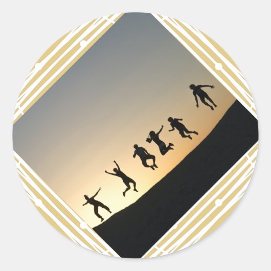 クリスマスフォトベージュギフトラベル（小） ラウンドシール (正面)