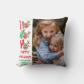 クリスマスフォトホホホホホー漫画トナカイ白 クッション (正面)