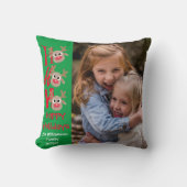 クリスマスフォトホホホホホー漫画トナカイ緑 クッション (正面)