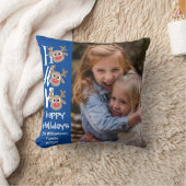 クリスマスフォトホホホホホー漫画トナカイ青 クッション (ブランケット)