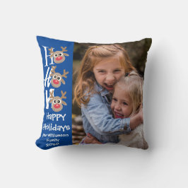 クリスマスフォトホホホホホー漫画トナカイ青 クッション