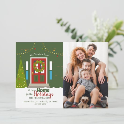クリスマスフォトホリデーカード用ニューホーム 招待状 (スタンド正面)