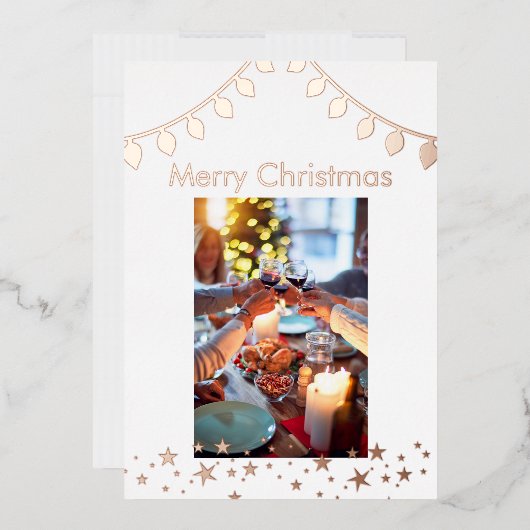 クリスマスフォトホリデーカード、フォイルホリデーカード 箔シーズンカード (封筒)