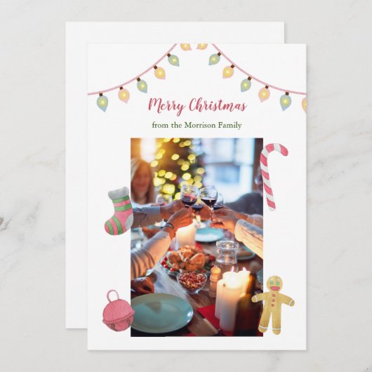 クリスマスフォトホリデーカード、写真クリスマス シーズンカード (正面/裏面)