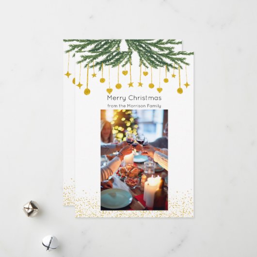 クリスマスフォトホリデーカード、写真クリスマス シーズンカード (正面/裏面インサイチュ)