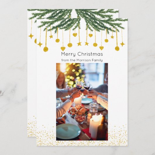 クリスマスフォトホリデーカード、写真クリスマス シーズンカード (正面/裏面)