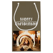 クリスマスフォトホリデーグモダンレイ スモールペーパーバッグ (裏面)