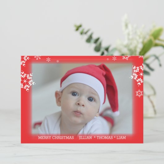 クリスマスフォトホリデースノーフレーク 招待状 (スタンド正面)