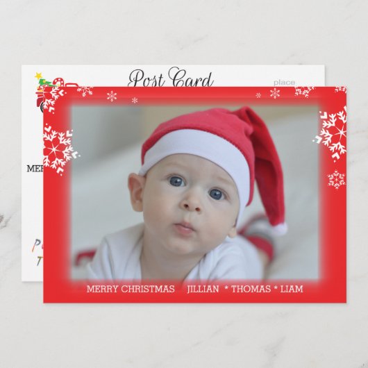 クリスマスフォトホリデースノーフレーク 招待状 (正面/裏面)