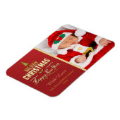 クリスマスフォトホリデータイポグラフィレッド金ゴールド マグネット (左側)