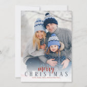 クリスマスフォトホリデーレッドブルーエレガントパターン シーズンカード (正面)