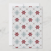 クリスマスフォトホリデーレッドブルーエレガントパターン シーズンカード (裏面)