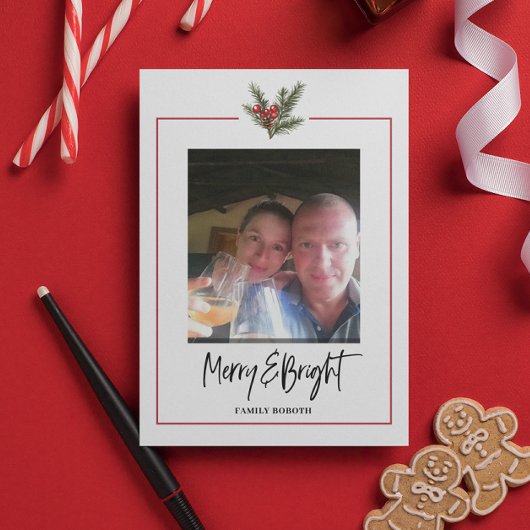 クリスマスフォトホリーブランチホリデーポストカード シーズンポストカード