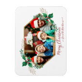 クリスマスフォトホリーベリー金ゴールドグリッター台本 マグネット (縦)