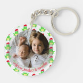 クリスマスフォトホワイトフロッグサンタハットパターン キーホルダー (裏面)