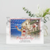 クリスマスフォトホワイト《写真》ぼけ味赤フレーム シーズンカード (スタンド正面)